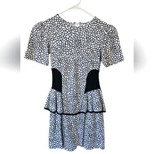 Vintage Girls Middle Peplum Dress Black & White